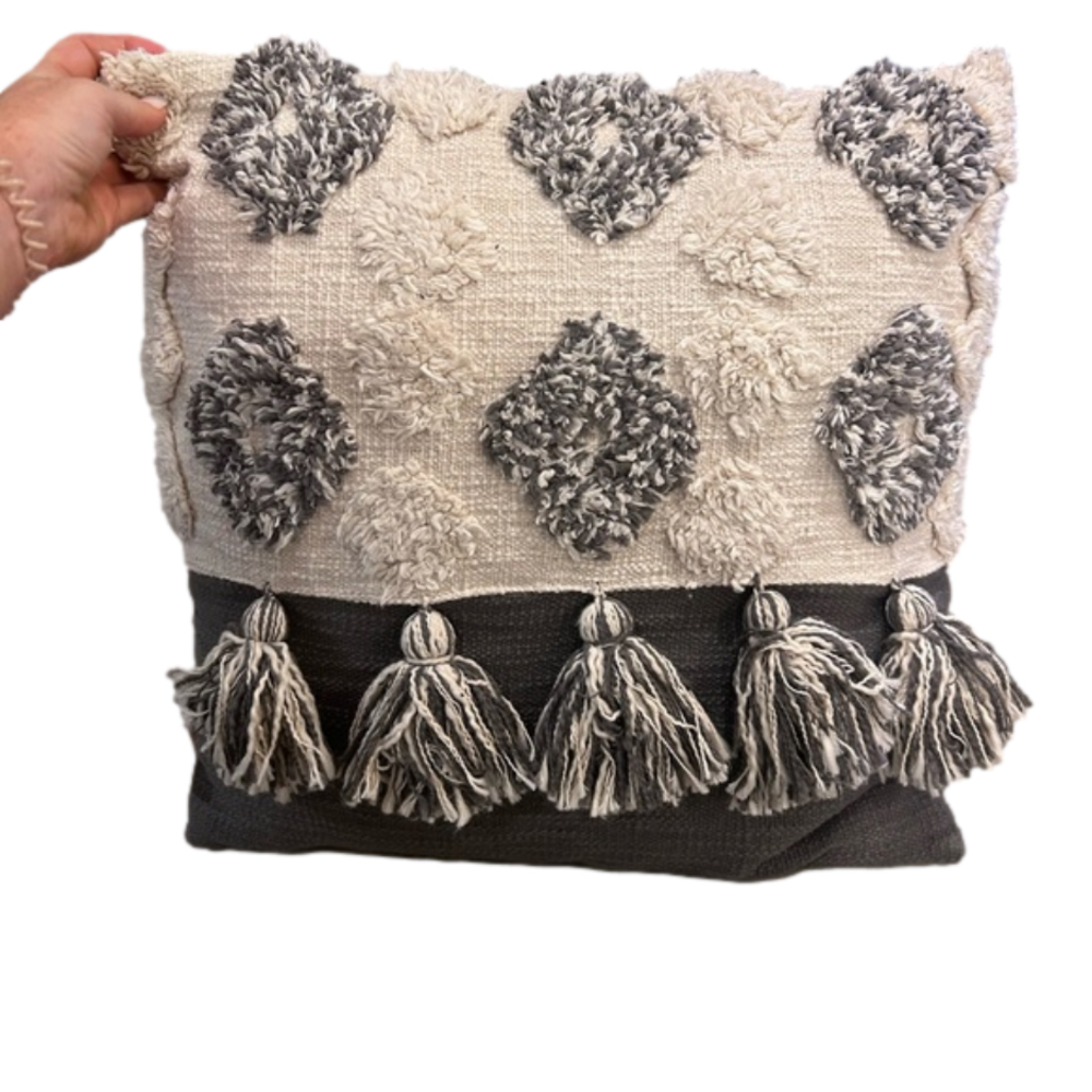 Summer & Rose Pillow with Tassels Decorative Pillow